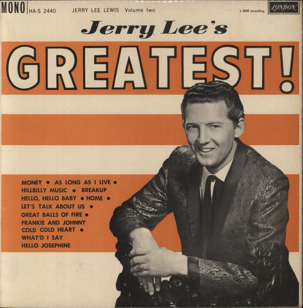 Jerry Lee Lewis Jerry Lee's Greatest! UK vinyl LP album (LP record) HA-S2440