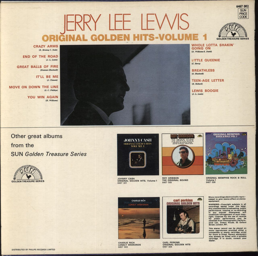 Jerry Lee Lewis Original Golden Hits - Volume 1 UK vinyl LP album (LP record)