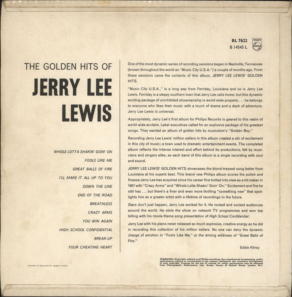 Jerry Lee Lewis The Golden Hits Of Jerry Lee Lewis - 1st UK vinyl LP album (LP record)