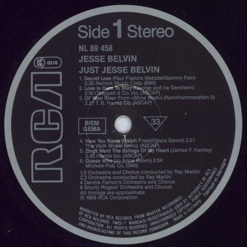 Jesse Belvin Just Jesse Belvin - shrink German vinyl LP album (LP record) JSVLPJU832183