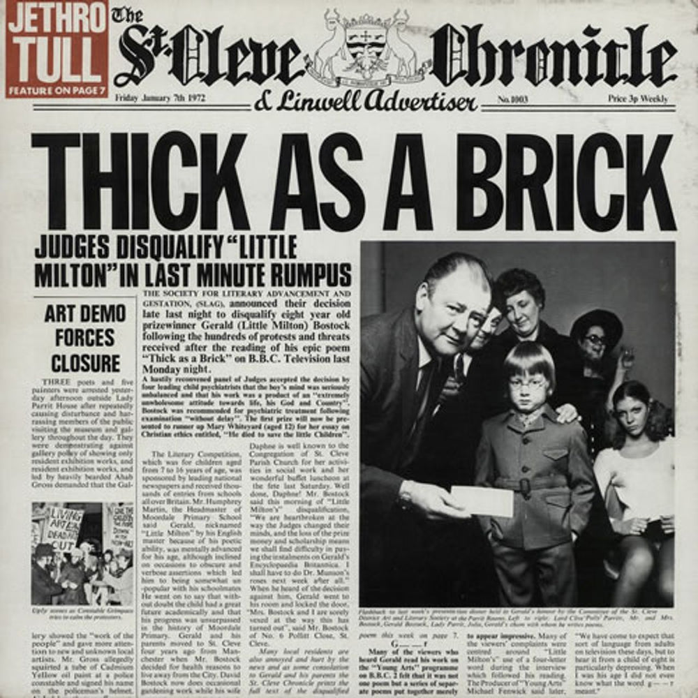 Jethro Tull Thick As A Brick - Late 80's UK vinyl LP album (LP record) CHR1003