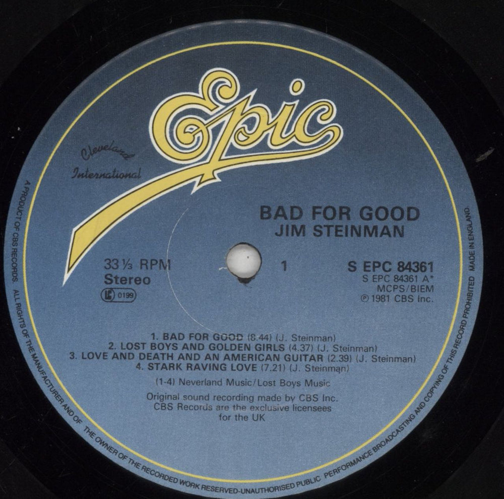 Jim Steinman Bad For Good + 7" UK vinyl LP album (LP record) J-SLPBA292650