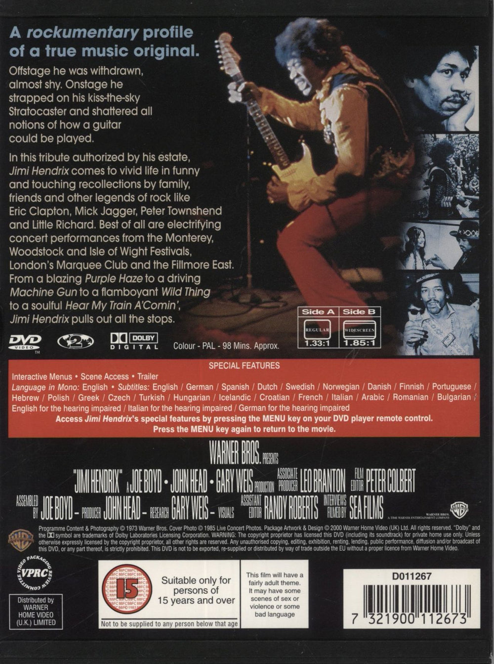 Jimi Hendrix Jimi Hendrix Story UK DVD 7321900112673