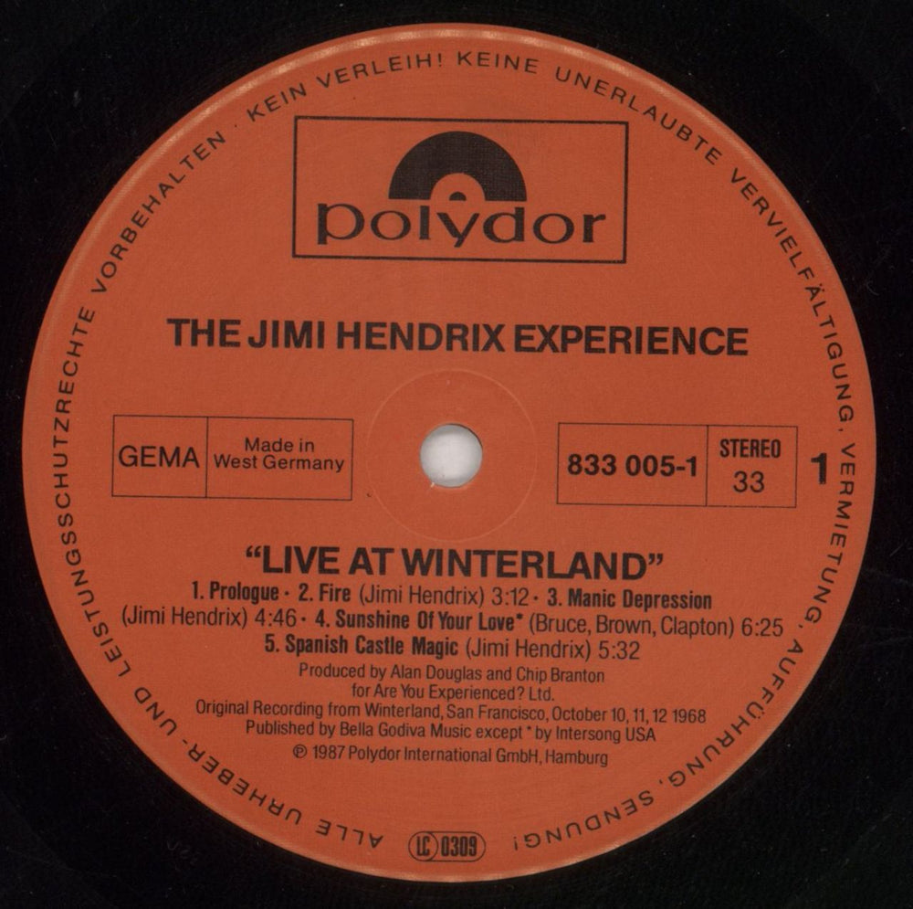 Jimi Hendrix Live At Winterland + Poster German 2-LP vinyl record set (Double LP Album) HEN2LLI115391