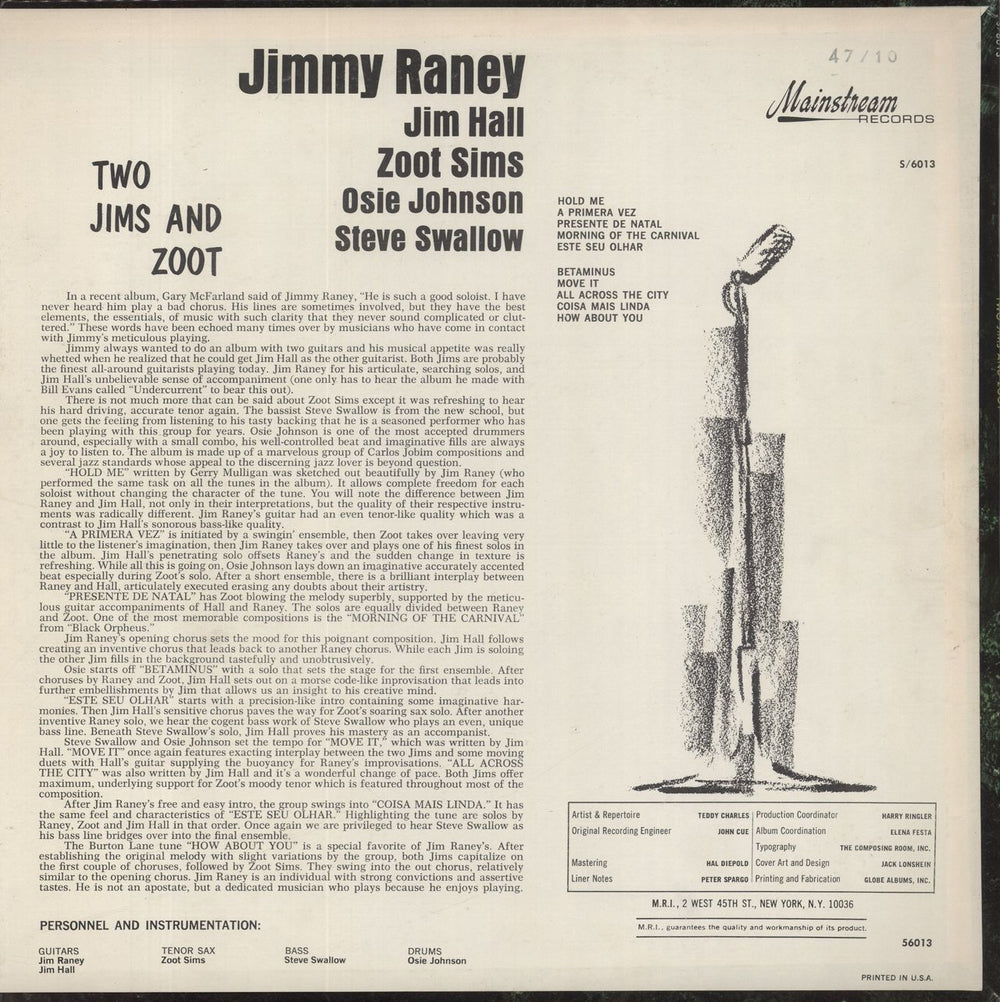 Jimmy Raney Two Jims And Zoot UK vinyl LP album (LP record)