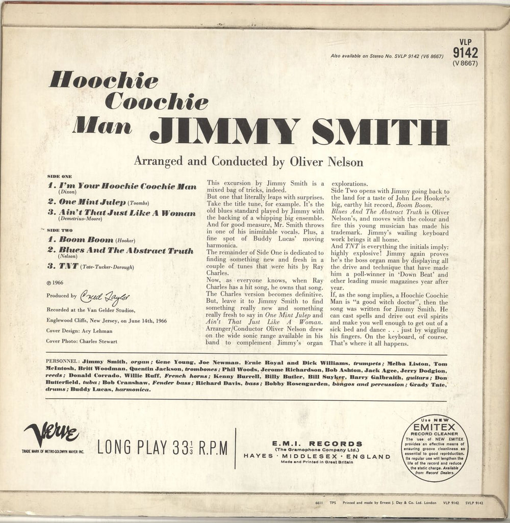 Jimmy Smith (Jazz Organ) Hoochie Coochie Man UK vinyl LP album (LP record)