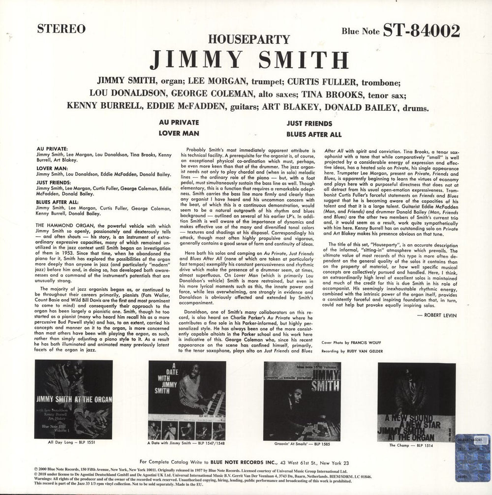 Jimmy Smith (Jazz Organ) House Party - 180gm Vinyl + Booklet US vinyl LP album (LP record)