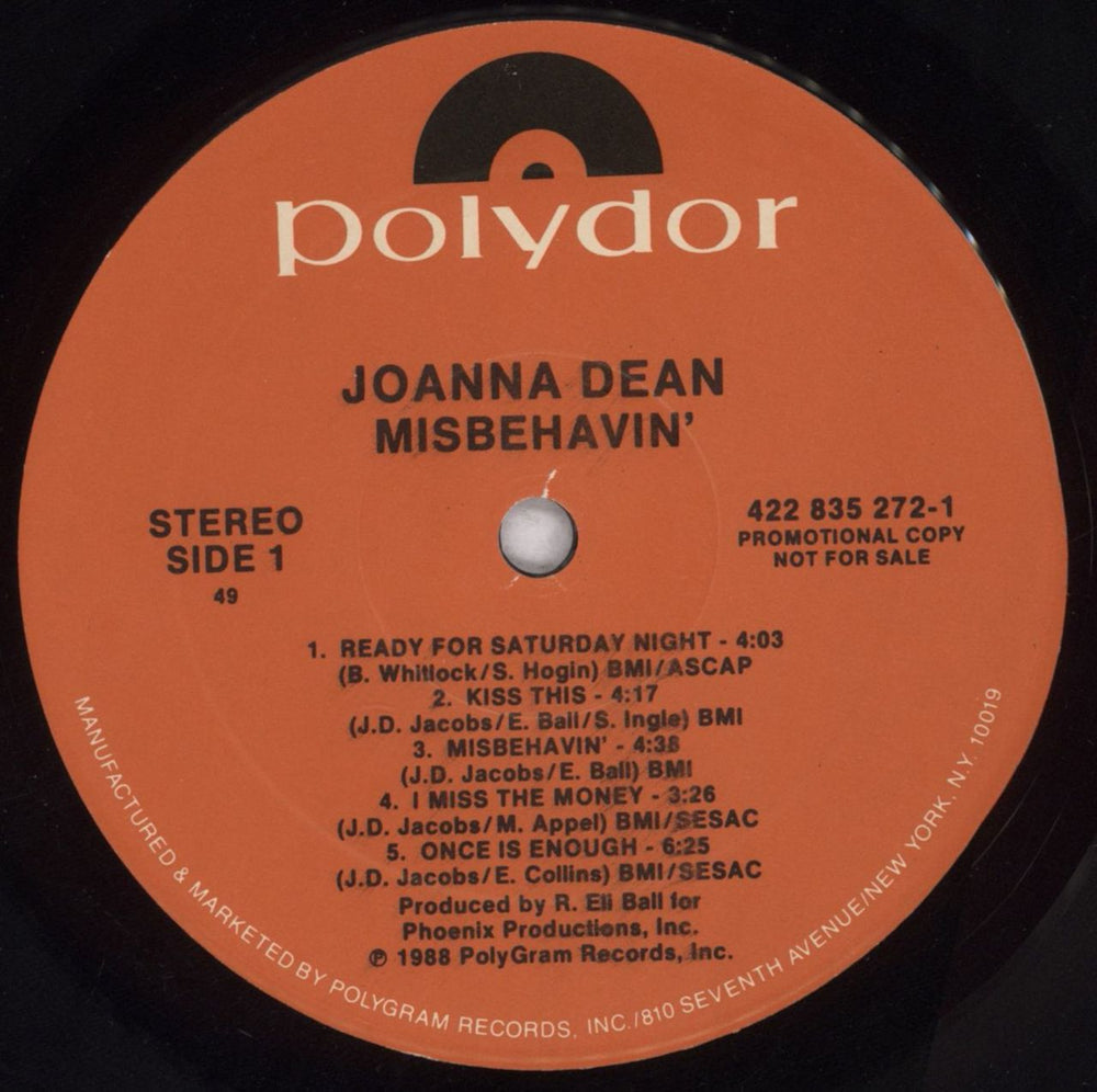 Joanna Dean Misbehavin' - Gold promo stamped German Promo vinyl LP album (LP record) KQALPMI840618