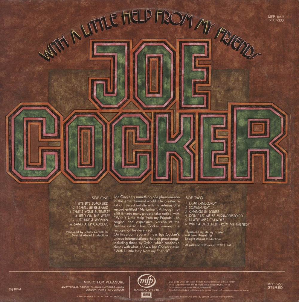 Joe Cocker With A Little Help From My Friends UK vinyl LP album (LP record)