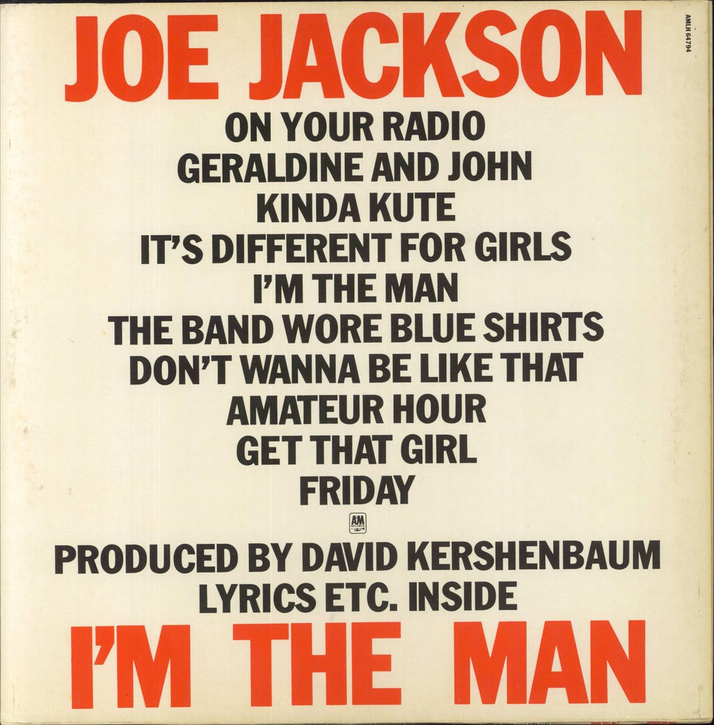 Joe Jackson I'm The Man + Inner UK vinyl LP album (LP record)