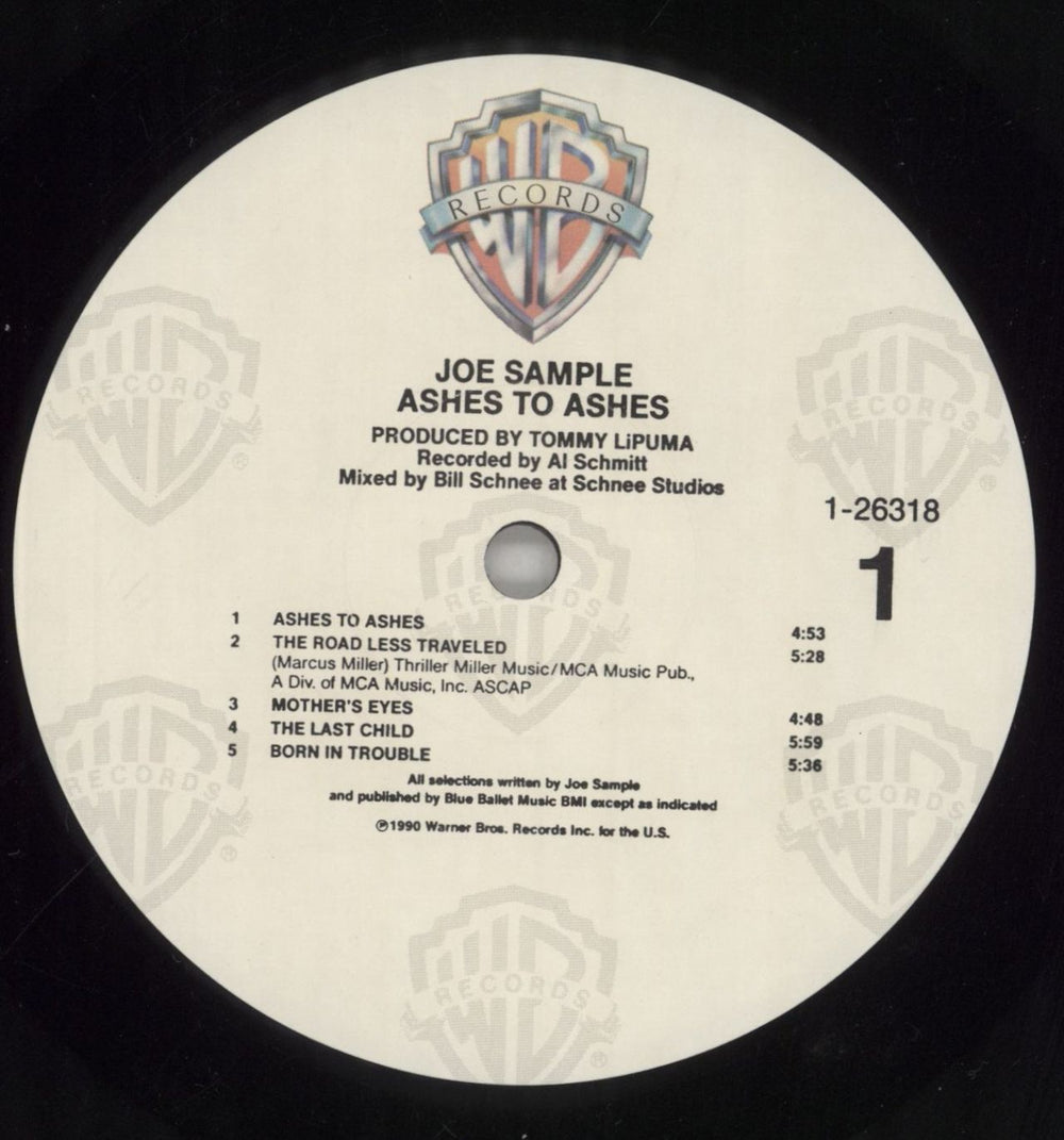 Joe Sample Ashes To Ashes US vinyl LP album (LP record) JO6LPAS859024