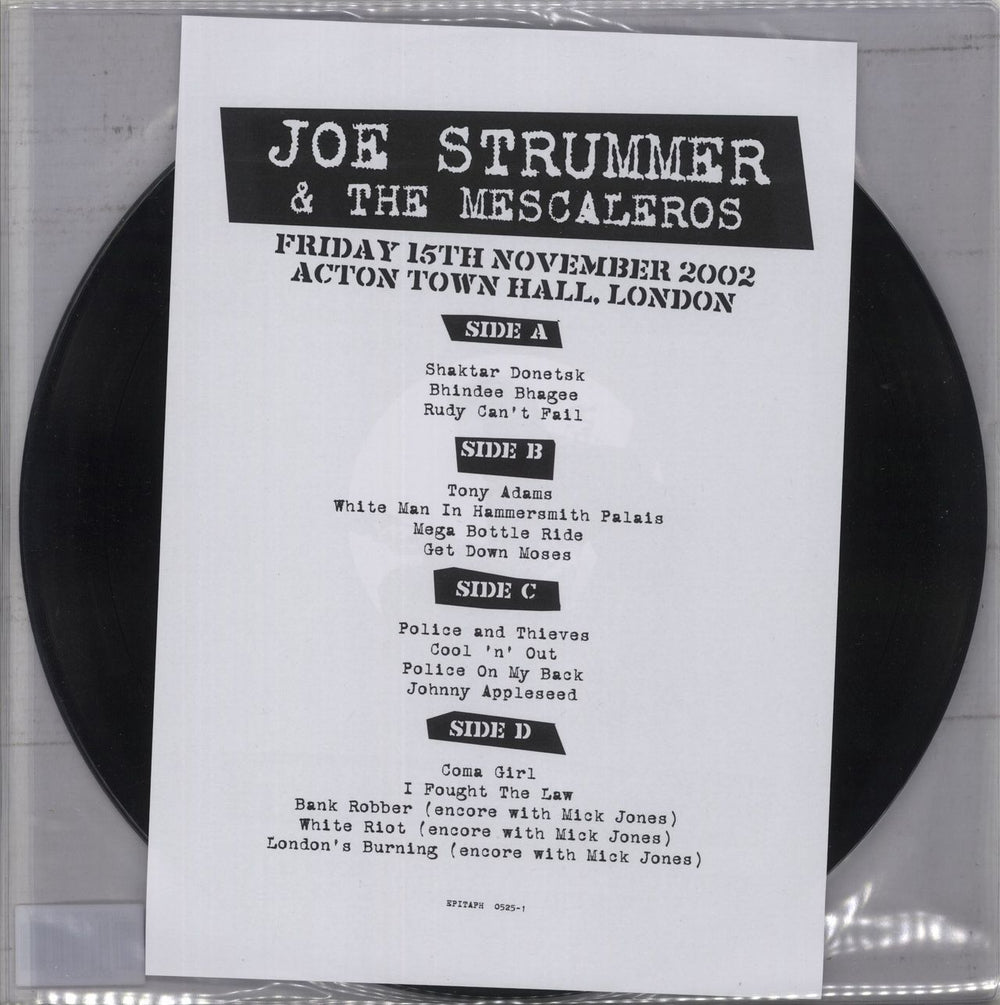 Joe Strummer Friday 15th November 2002 Acton Town Hall, London - RSD17 UK 2-LP vinyl record set (Double LP Album) 0525-1