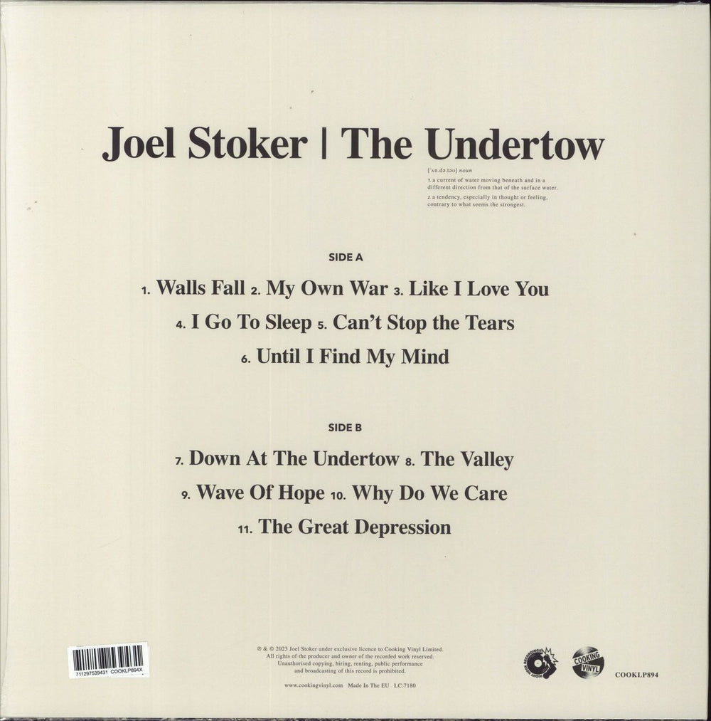 Joel Stoker The Undertow - Blue Vinyl + Autographed Print - Sealed UK vinyl LP album (LP record) 711297539431