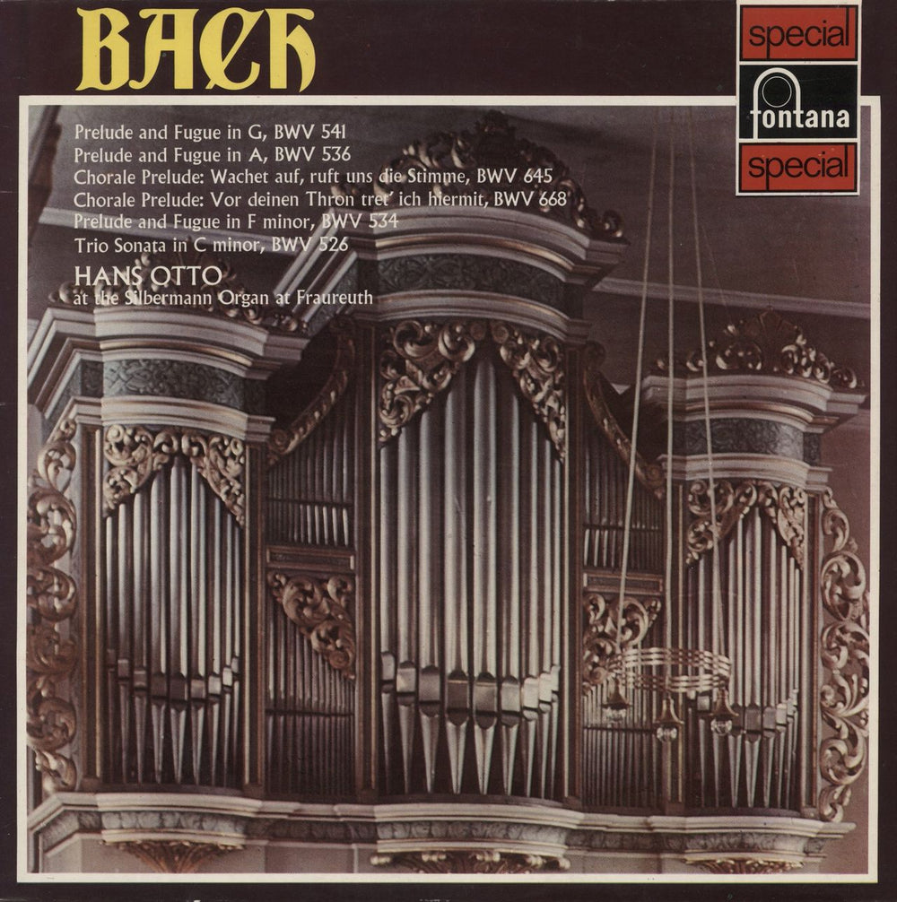 Johann Sebastian Bach Bach: At The Silbermann Organ At Fraureuth UK vinyl LP album (LP record) 6540010