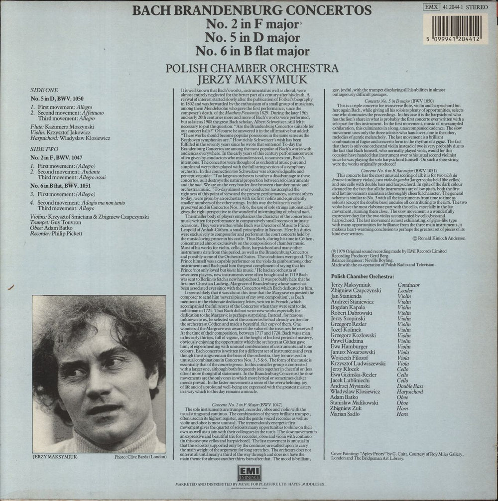 Johann Sebastian Bach Bach: Brandenburg Concertos No.2 In F Major No.5 In D Major No.6 In B Flat Major UK vinyl LP album (LP record)