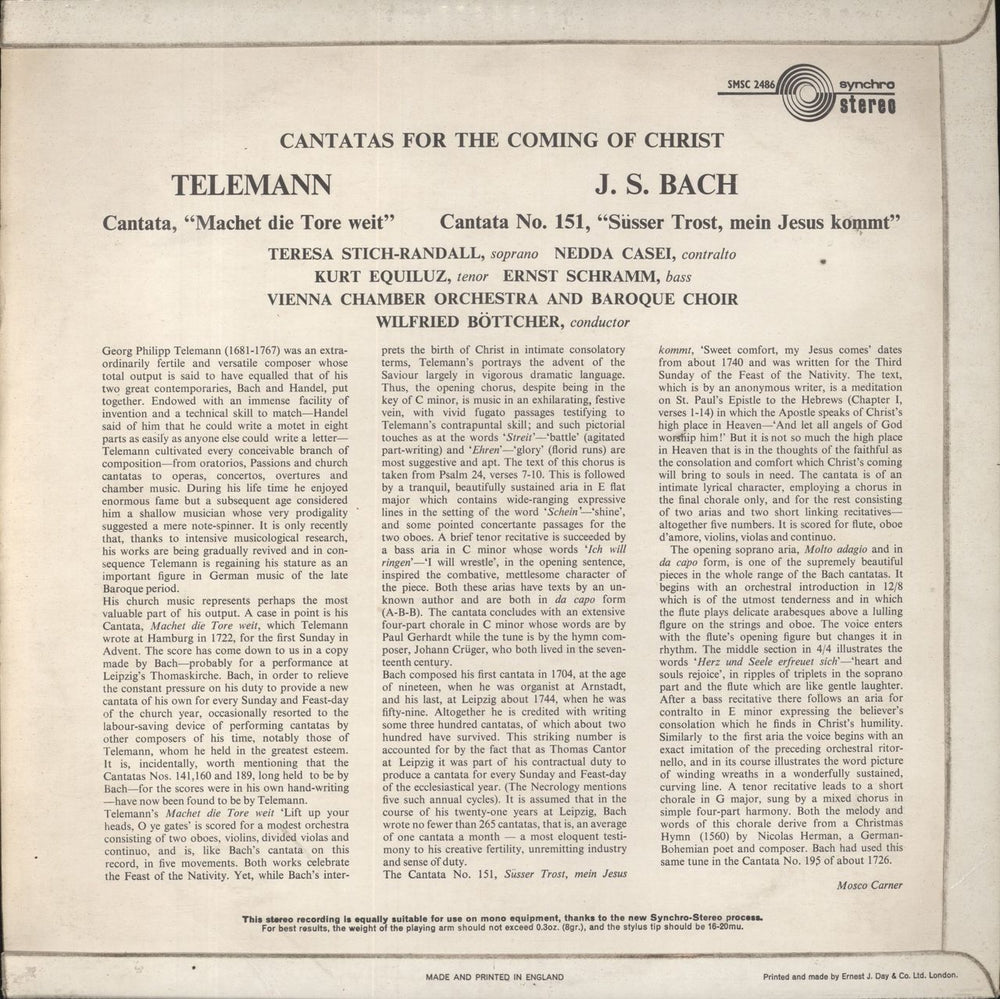 Johann Sebastian Bach J. S. Bach: Cantates French vinyl LP album (LP record)