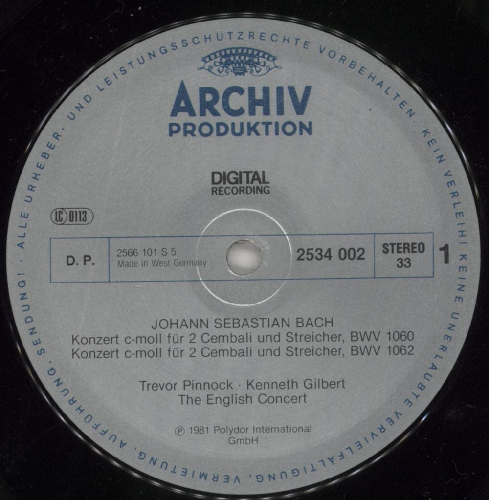 Johann Sebastian Bach J. S. Bach: Die Konzerte Für 2 Cembali German vinyl LP album (LP record) JHHLPJS861142
