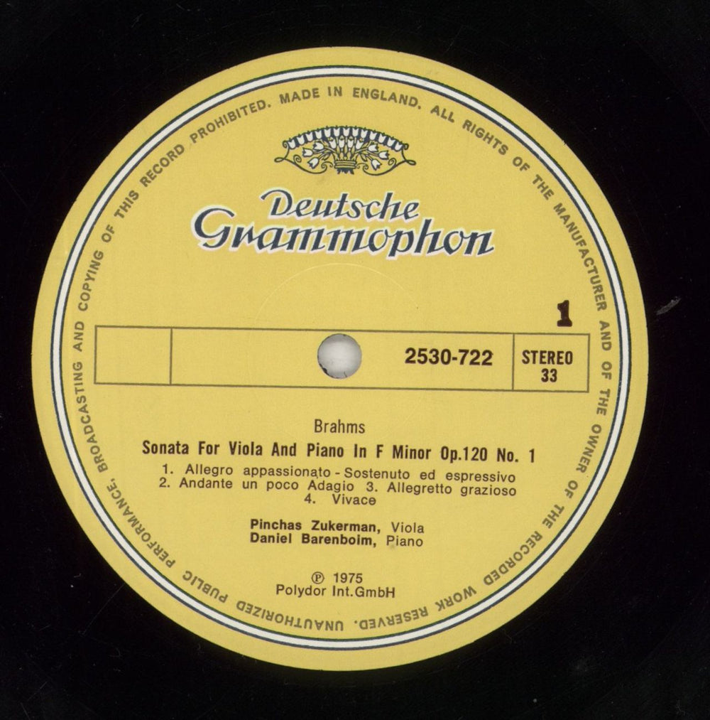 Johannes Brahms Brahms: Die Bratschensonaten - The Viola Sonatas, Op. 120 UK vinyl LP album (LP record) B10LPBR856728