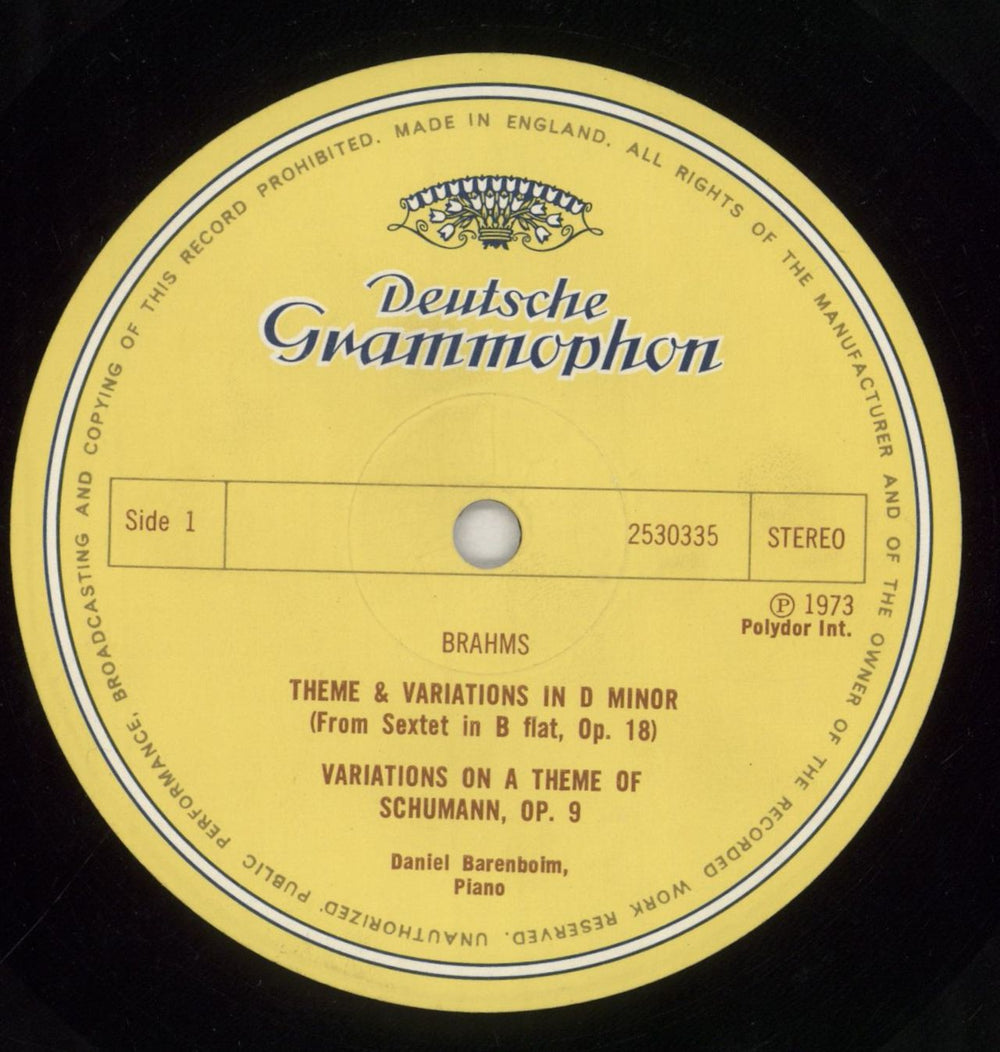 Johannes Brahms Brahms: Variationen Für Klavier • Variations For Piano UK vinyl LP album (LP record) B10LPBR854755