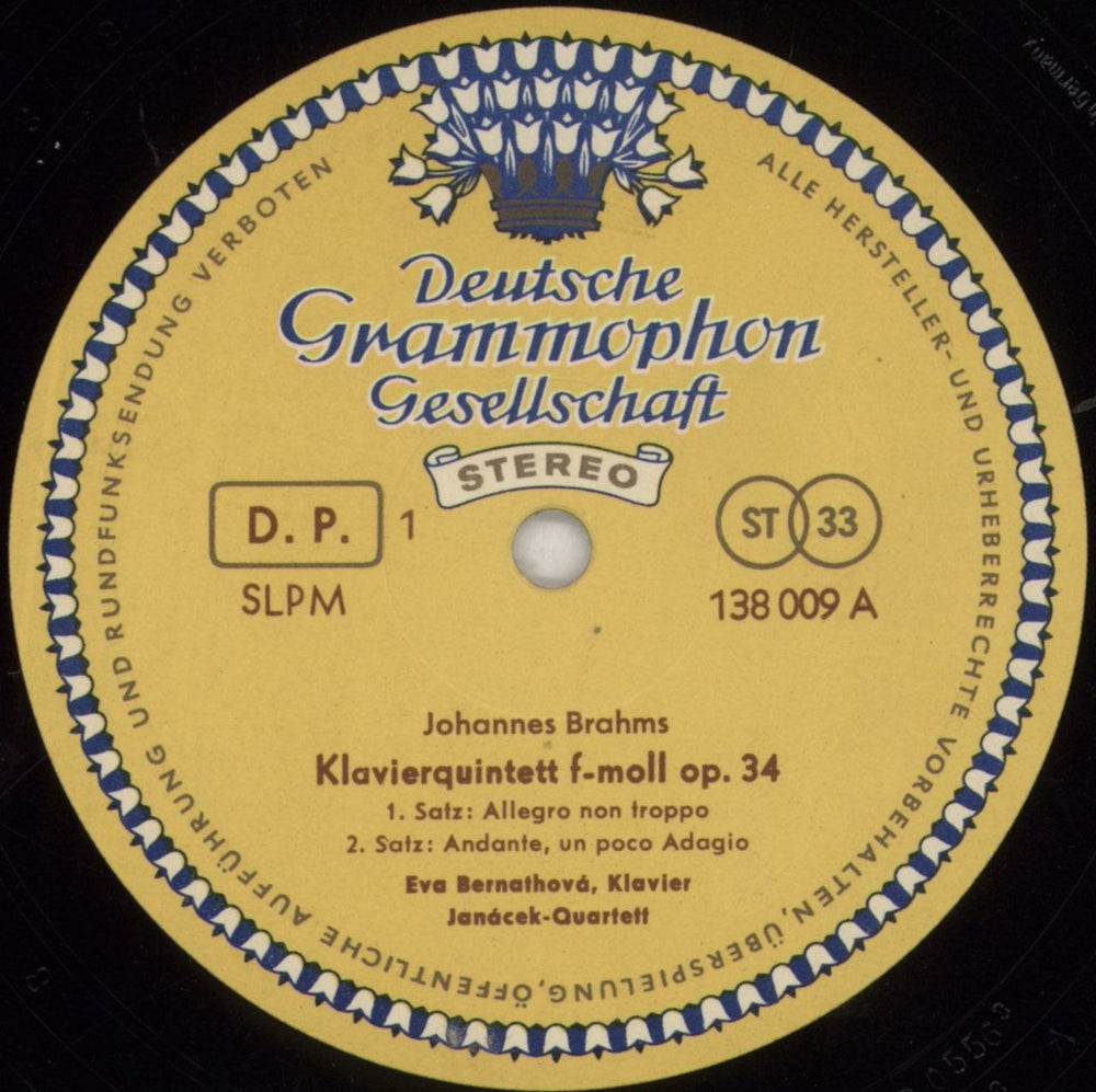 Johannes Brahms Klavierquintett F-moll Op. 34 German vinyl LP album (LP record) B10LPKL857024