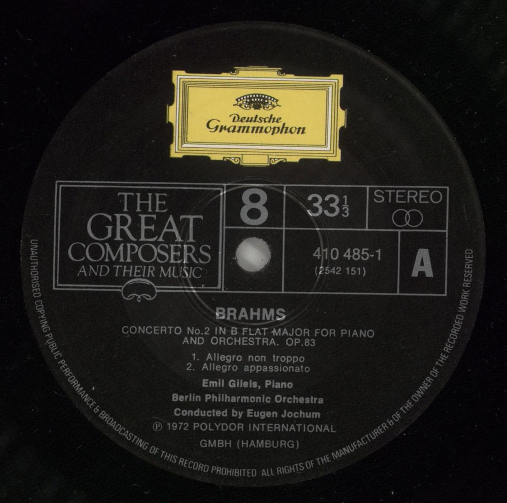 Johannes Brahms Piano Concerto No.2 in B Flat Major, Opus 83 + Magazine UK vinyl LP album (LP record) B10LPPI875119