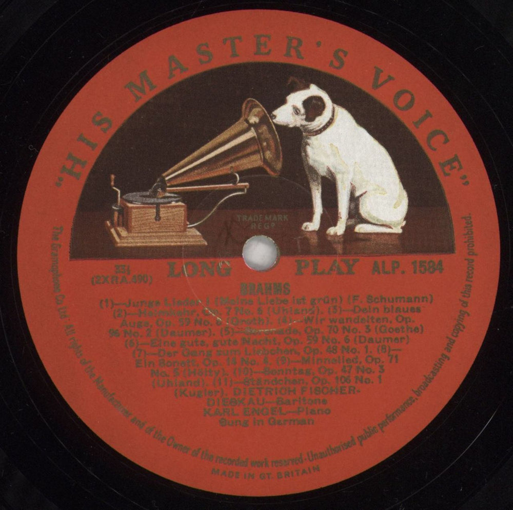 Johannes Brahms Songs By Brahms UK vinyl LP album (LP record) B10LPSO853028