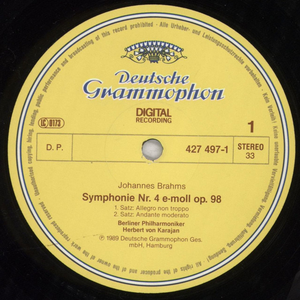 Johannes Brahms Symphony No. 4 UK vinyl LP album (LP record) B10LPSY835746
