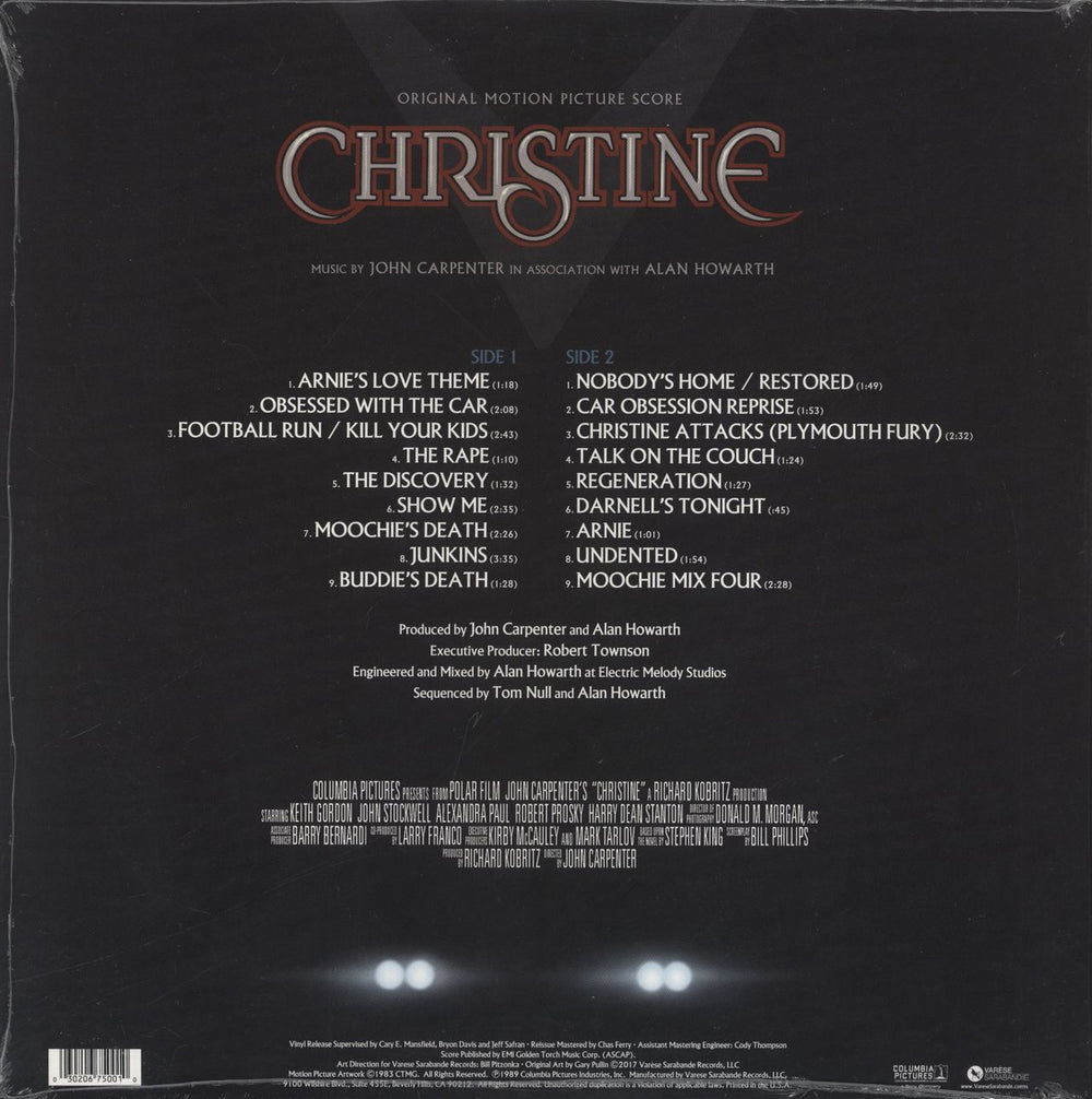 John Carpenter Christine - Blue Vinyl - Sealed US vinyl LP album (LP record) 030206750010