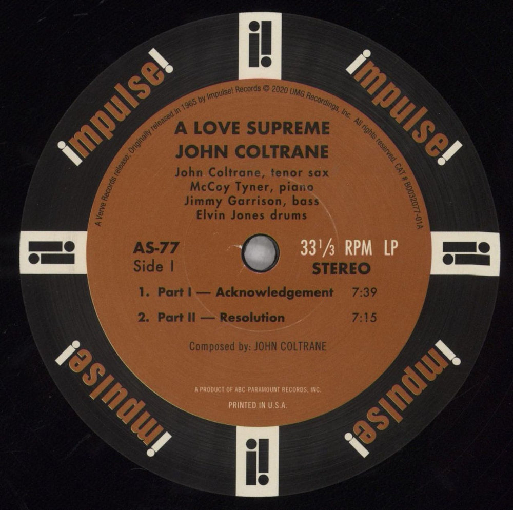 John Coltrane A Love Supreme - Acoustic Sounds Verve Series - 180gm - Misprint US vinyl LP album (LP record) JCOLPAL847067