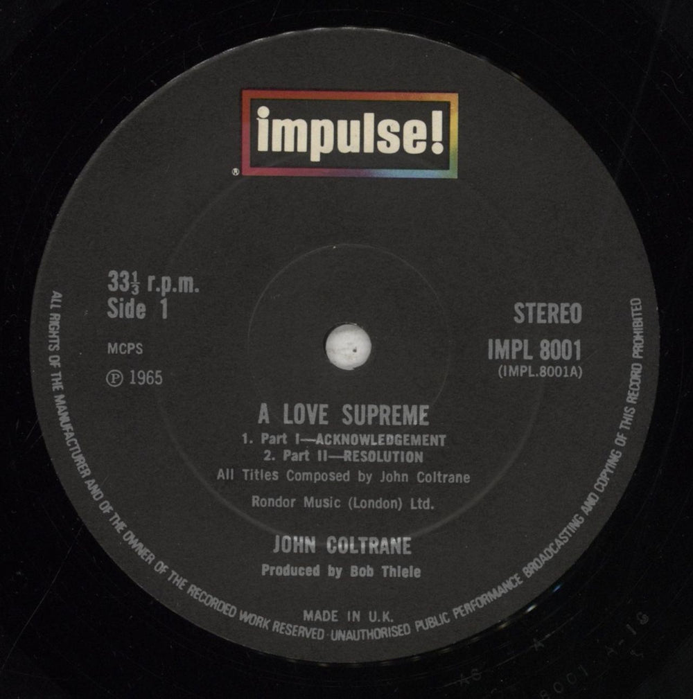 John Coltrane A Love Supreme - EX UK vinyl LP album (LP record) JCOLPAL585239