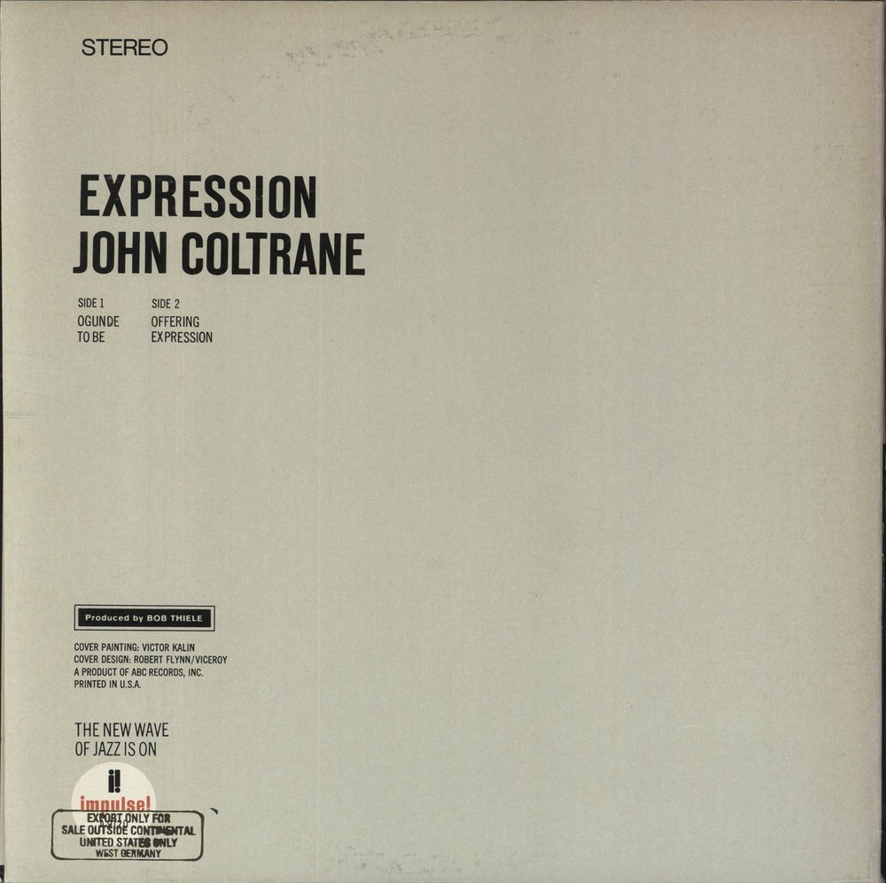 John Coltrane Expression - Gold Stamped US vinyl LP album (LP record)