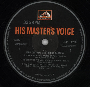 John Coltrane John Coltrane And Johnny Hartman UK vinyl LP album (LP record) JCOLPJO836270