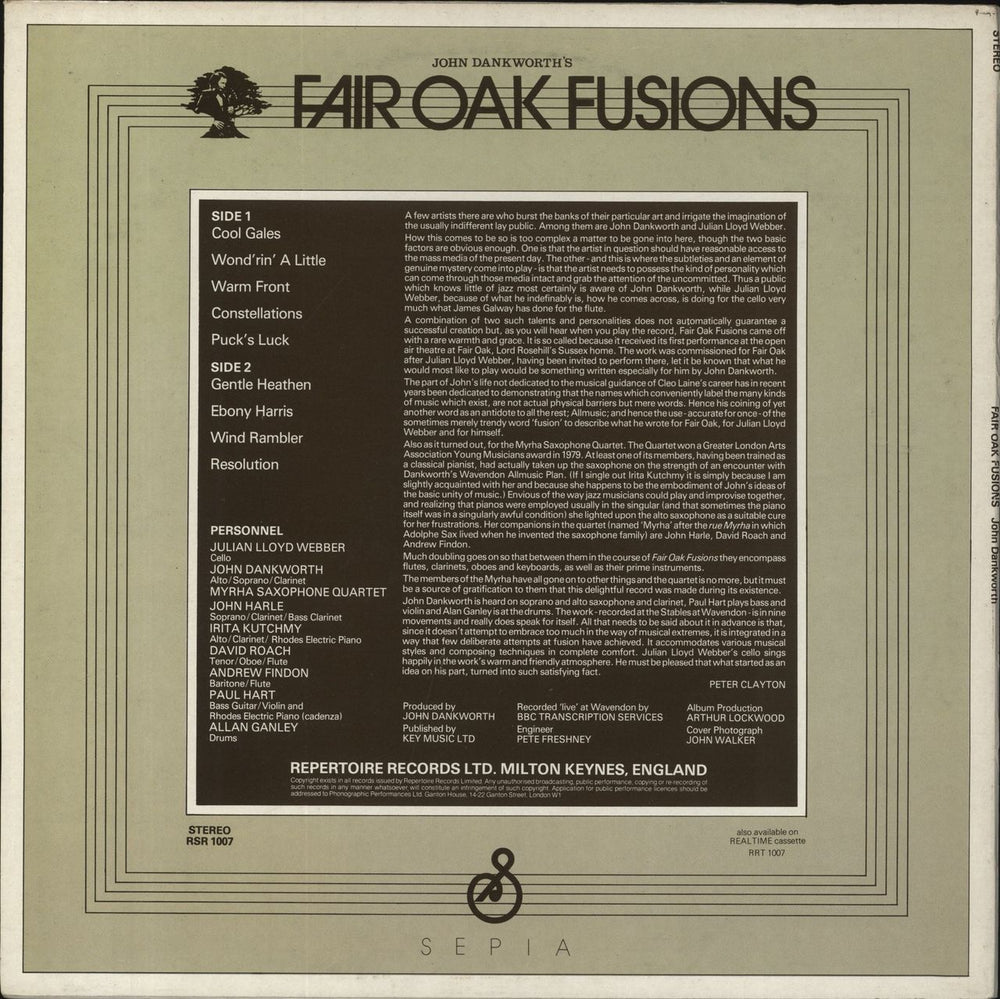 John Dankworth Fair Oak Fusions UK vinyl LP album (LP record)