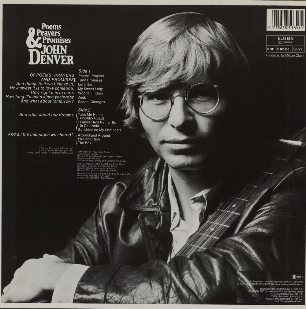 John Denver Poems, Prayers And Promises UK vinyl LP album (LP record) 035628518910