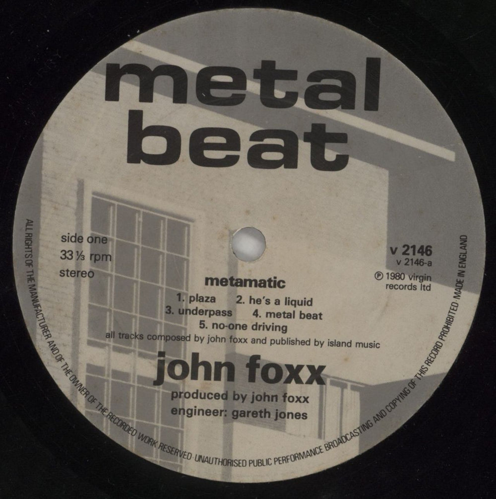 John Foxx Metamatic - EX UK vinyl LP album (LP record) JFXLPME658223