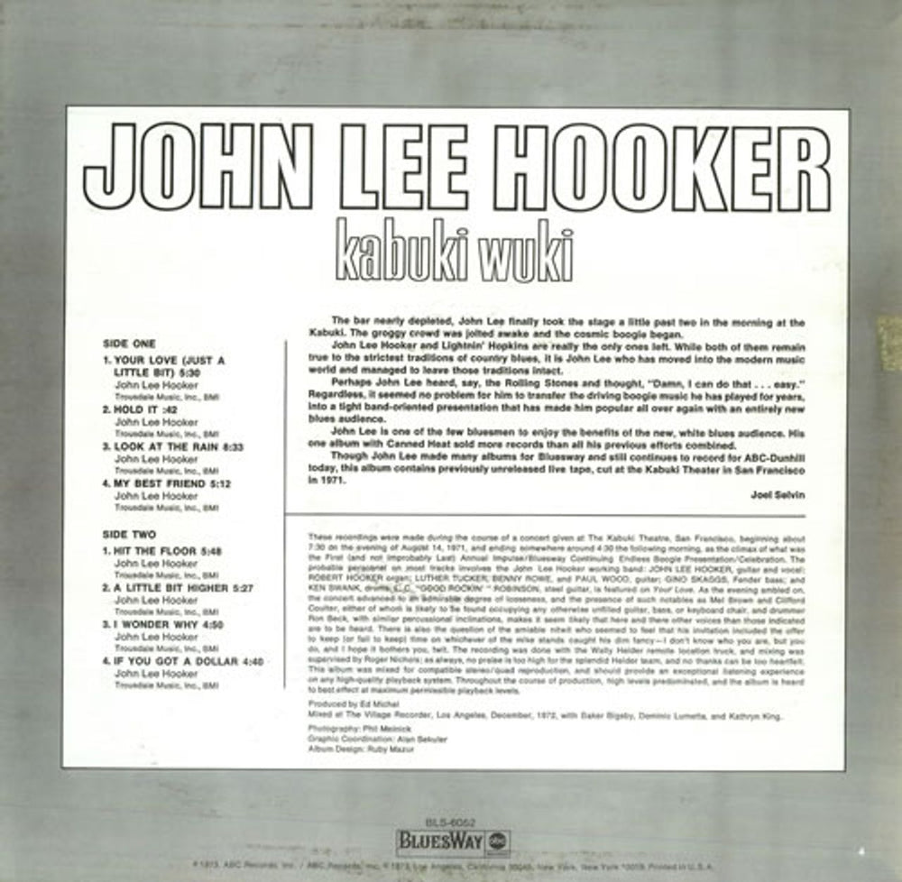 John Lee Hooker Kabuki Wuki US vinyl LP album (LP record) JLHLPKA457116