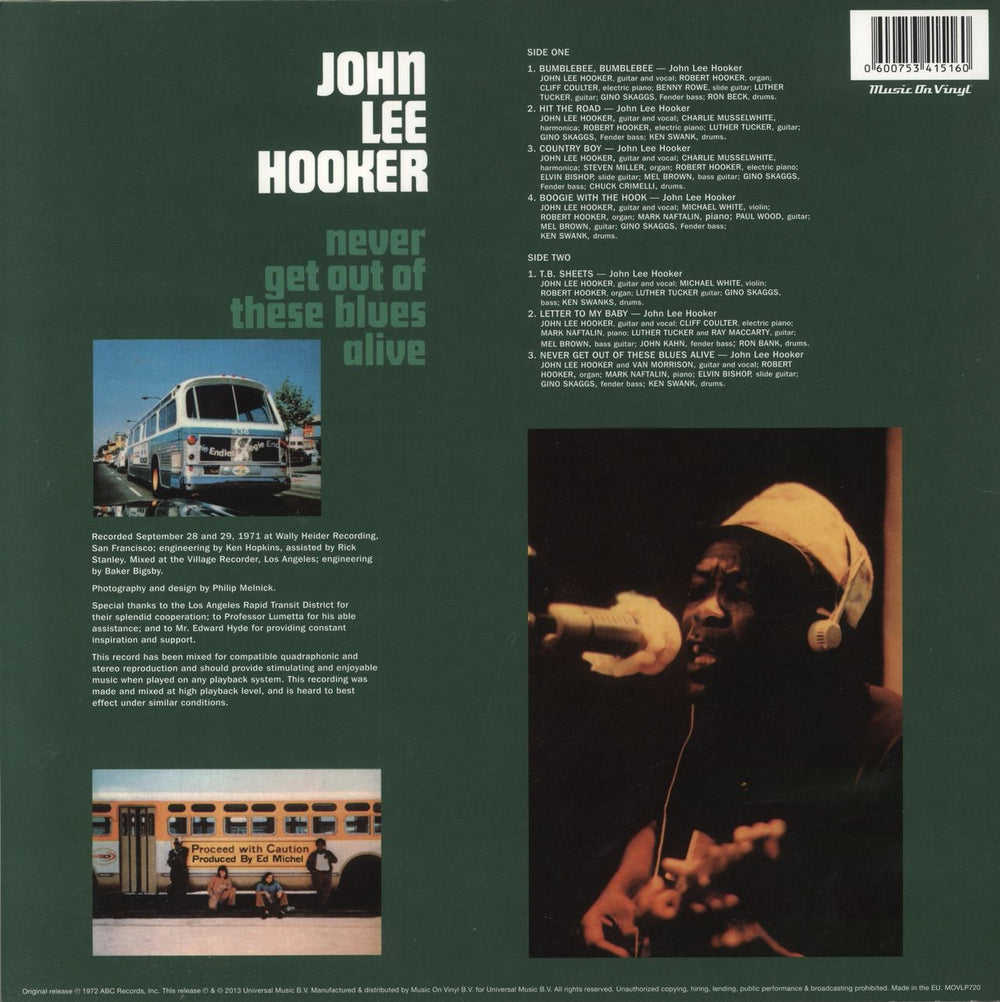 John Lee Hooker Never Get Out Of These Blues Alive - 180gm UK vinyl LP album (LP record) 0600753415160