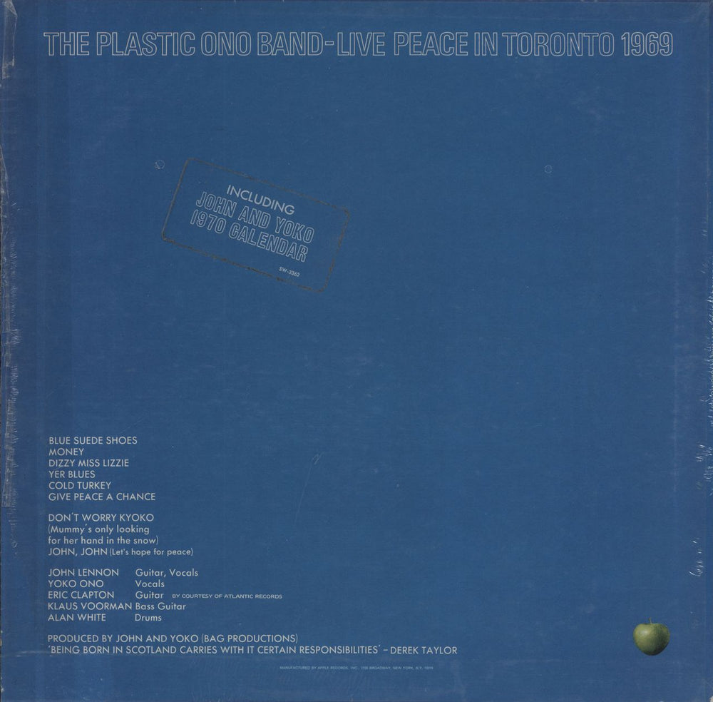 John Lennon Live Peace In Toronto 1969 - shrink US vinyl LP album (LP record)