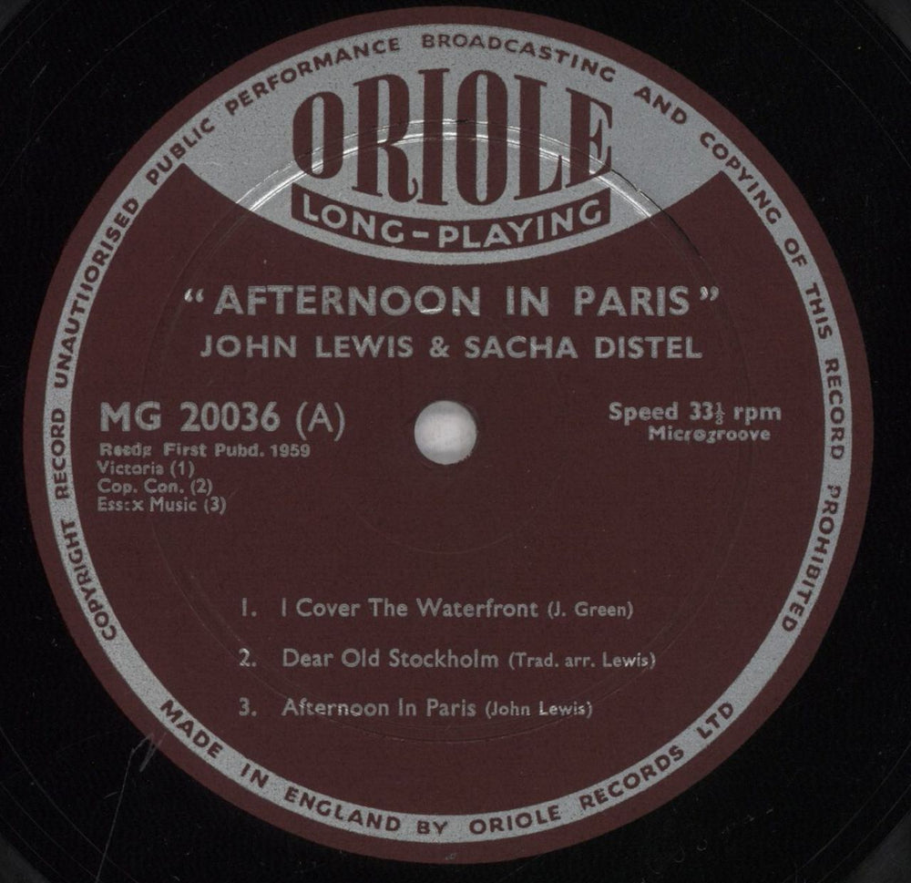 John Lewis Afternoon In Paris - 1st UK vinyl LP album (LP record) JLQLPAF840813