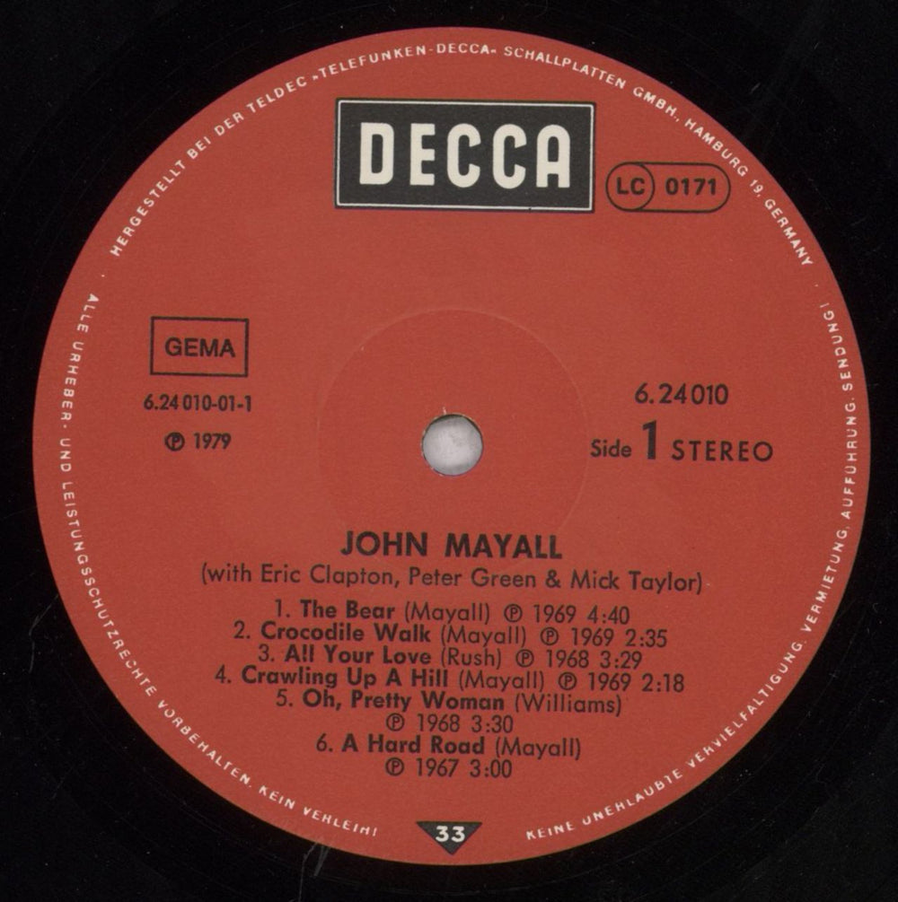 John Mayall John Mayall With Peter Green, Eric Clapton & Mick Taylor German vinyl LP album (LP record) JOMLPJO845510