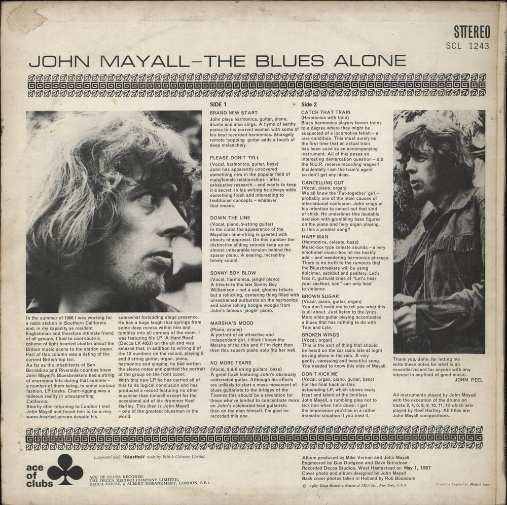 John Mayall The Blues Alone - VG UK vinyl LP album (LP record)