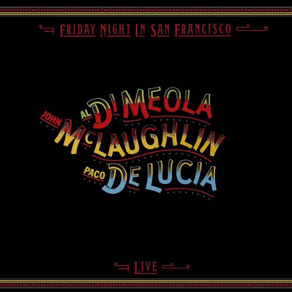 John McLaughlin, Al DiMeola & Paco De Lucia Friday Night In San Francisco - Turquoise Vinyl 180 Gram UK vinyl LP album (LP record) MOVLP3549