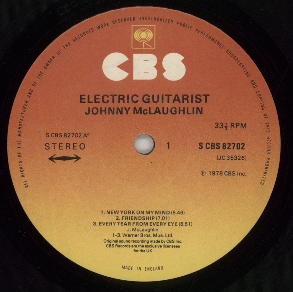 John McLaughlin Electric Guitarist UK vinyl LP album (LP record) JMLLPEL678151