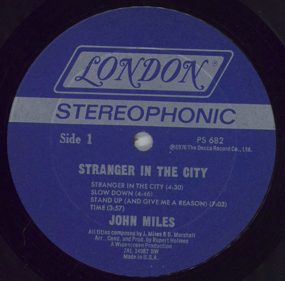 John Miles Stranger In The City - Shrink US vinyl LP album (LP record) JMILPST824638