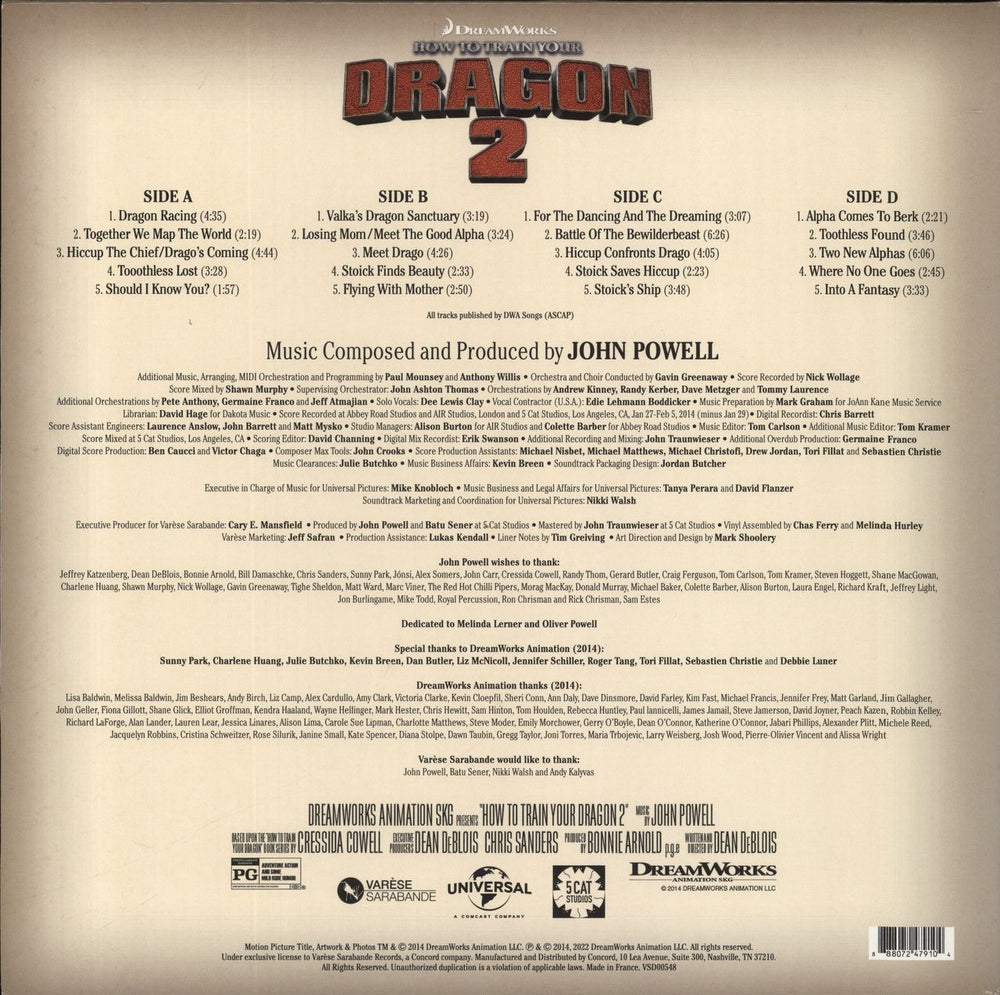 John Powell How To Train Your Dragon 2 US 2-LP vinyl record set (Double LP Album) 888072479104