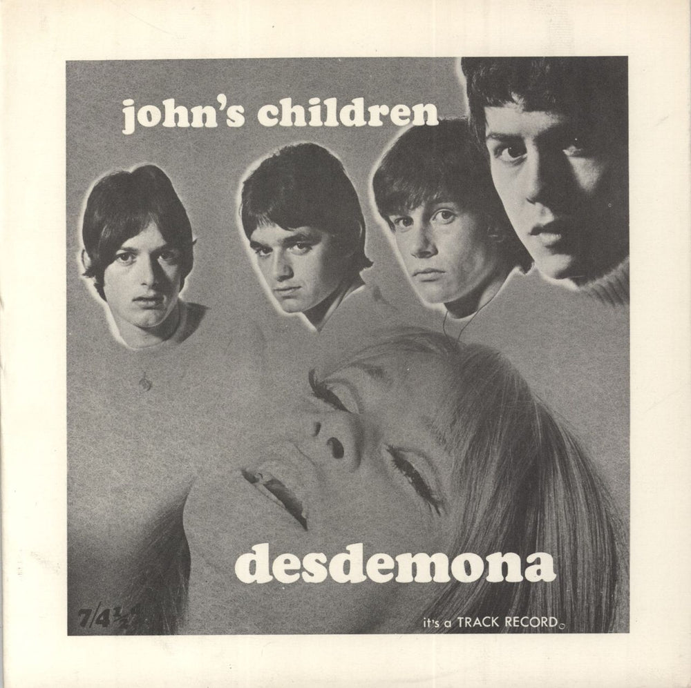 John's Children Desdemona + P/S UK 7" vinyl single (7 inch record / 45) 604003