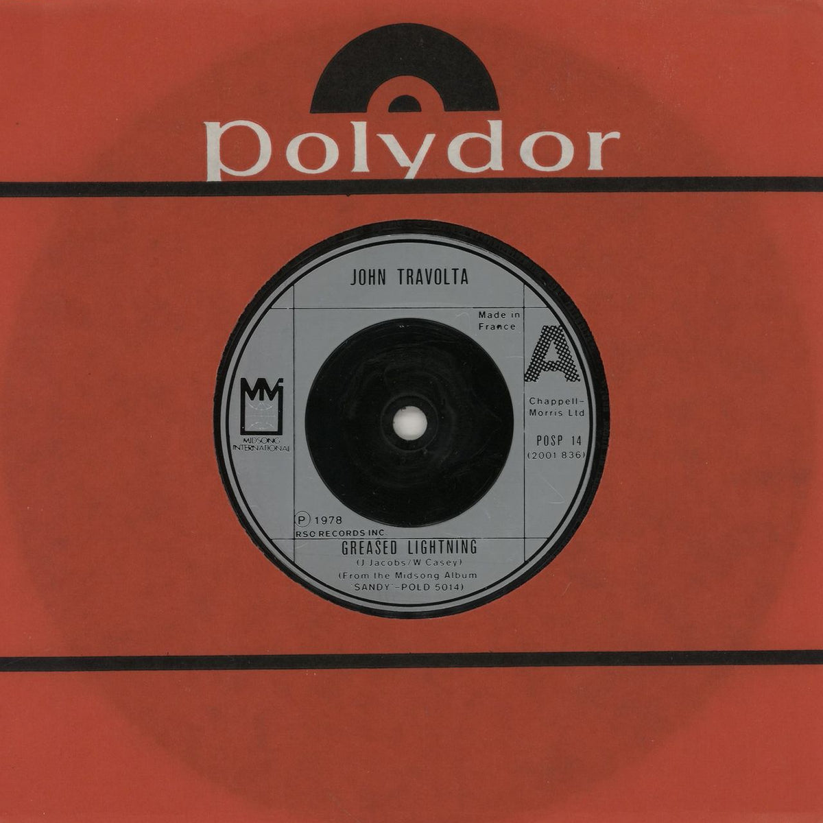 John Travolta Greased Lightning UK 7" vinyl —