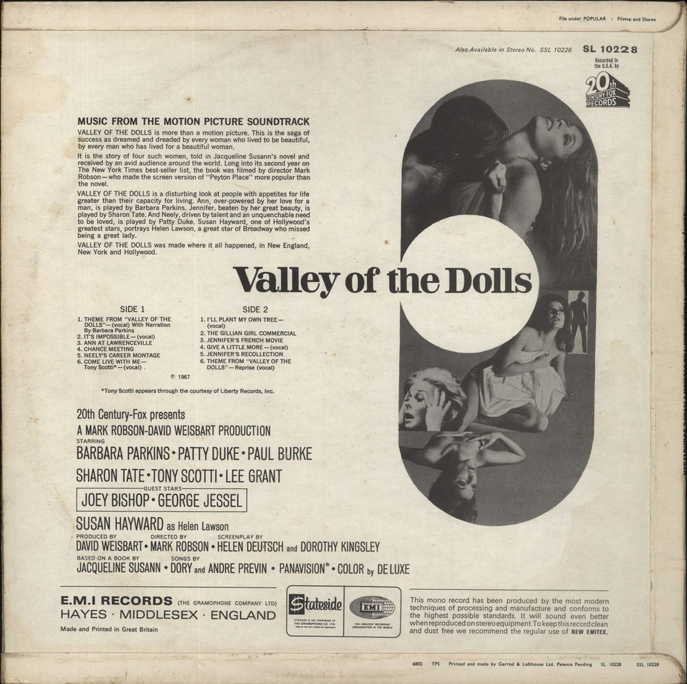 John Williams (Composer) Valley Of The Dolls UK vinyl LP album (LP record)