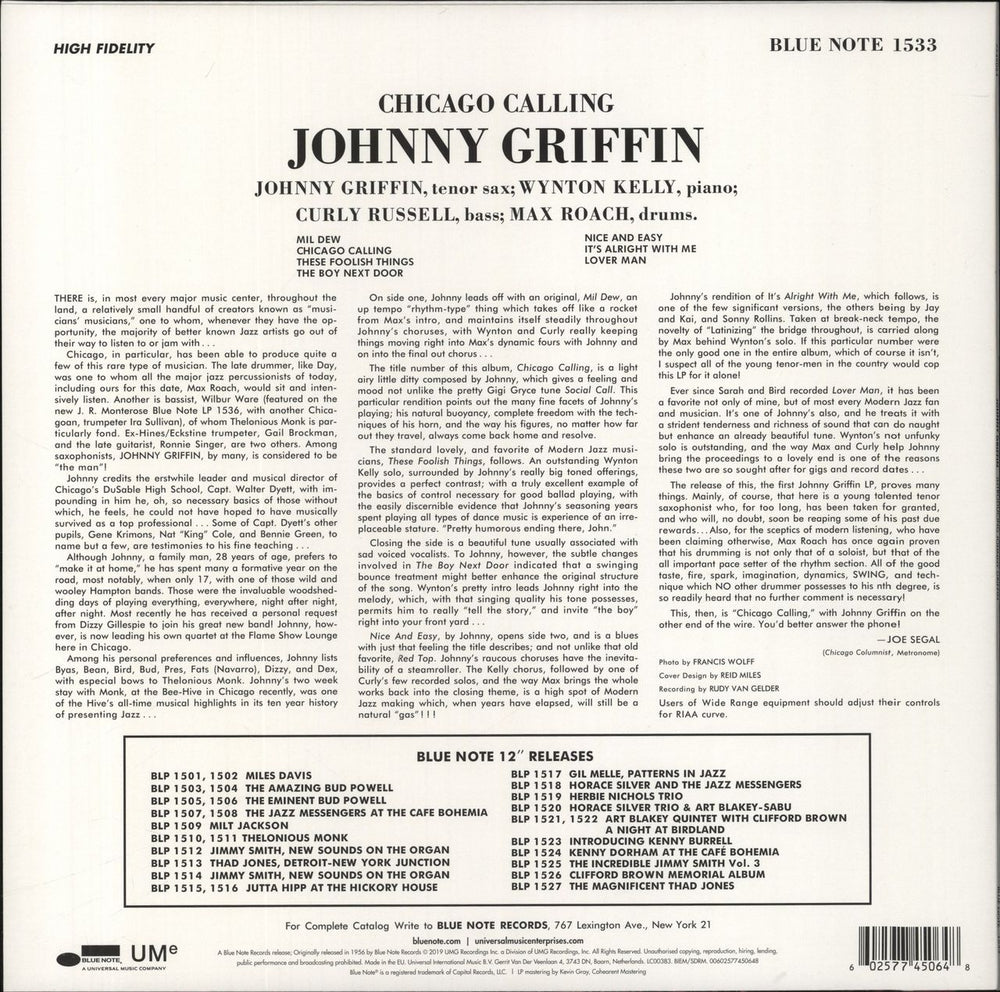 Johnny Griffin Introducing Johnny Griffin - 180gm US vinyl LP album (LP record) 0602577450648