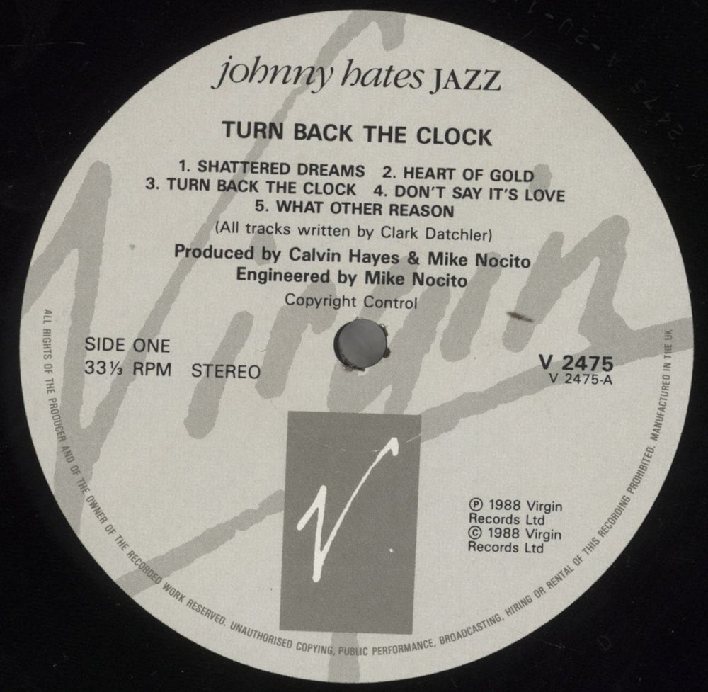 Johnny Hates Jazz Turn Back The Clock UK vinyl LP album (LP record) JHJLPTU240861